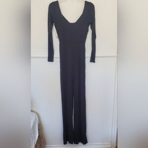 Fashion Nova Dress V Neck Long Sleeve Jumpsuit Wide Leg Size M